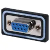 IP66 rated, panel mount, right angled, PCB mount, DE9 female connector. Suits data or low voltage/current applications.
