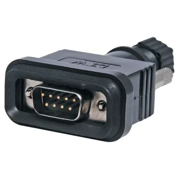 IP66 rated, inline, solder type, DE9 male connector. Suits data or low voltage/current applications.