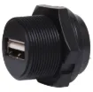IP68 Rated waterproof USB type A panel mount connector with PCB pins.