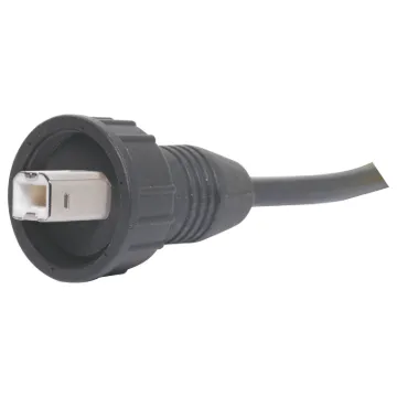 IP67 rated Waterproof USB type B Line connector with intergrated 3 metre cable. Screw connection to P9725 panel connectors.