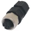 Male and female line connectors include metal screw on collars, with heavy duty plastic cable entries. Chassis connectors feature metal outer construction with plastic insert. Ideal for heavy duty industrial & marine applications. 5A rated. LTW M12 series