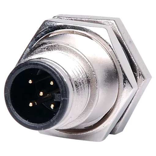 Male and female line connectors include metal screw on collars, with heavy duty plastic cable entries. Chassis connectors feature metal outer construction with plastic insert. Ideal for heavy duty industrial & marine applications. 4A rated. LTW M12 series