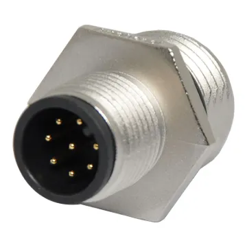 Male and female line connectors include metal screw on collars, with heavy duty plastic cable entries. Chassis connectors feature metal outer construction with plastic insert. Ideal for heavy duty industrial & marine applications. 4A rated. LTW M12 series.