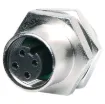 Male and female line connectors include metal screw on collars, with heavy duty plastic cable entries. Chassis connectors feature metal outer construction with plastic insert. Ideal for heavy duty industrial & marine applications. 4A rated. LTW M12 series