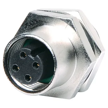 Male and female line connectors include metal screw on collars, with heavy duty plastic cable entries. Chassis connectors feature metal outer construction with plastic insert. Ideal for heavy duty industrial & marine applications. 4A rated. LTW M12 series