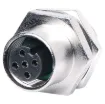 Male and female line connectors
include metal screw on collars, with
heavy duty plastic cable entries.
Chassis connectors feature metal
outer construction with plastic insert.
4A rated. LTW M12 series.