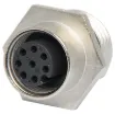 Male and female line connectors include metal screw on collars, with heavy duty plastic cable entries. Chassis connectors feature metal outer construction with plastic insert. Ideal for heavy duty industrial & marine applications. LTW M12 series. 8 pin chassis female connector