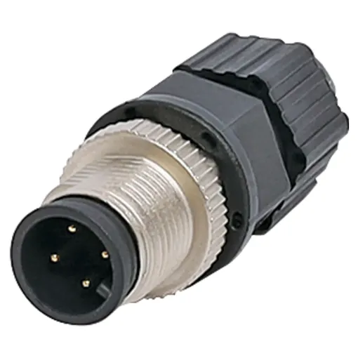 Male and female line connectors include metal screw on collars, with heavy duty plastic cable entries. Chassis connectors feature metal outer construction with plastic insert. Ideal for heavy duty industrial & marine applications. 4A rated. LTW M12 series
