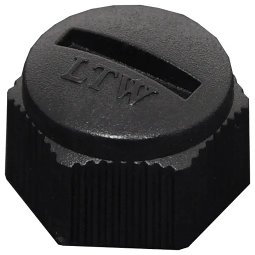 Waterproof cap to suit both male chassis and line versions of LTW Amphenol M12 connectors.