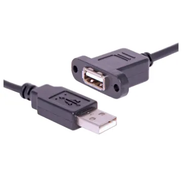 USB type A socket to USB type A plug lead, 160mm. Fitted with screw mount recesses for attaching to custom AV wallplates.