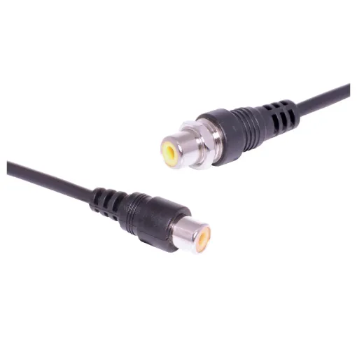 A threaded RCA socket for fitment to a custom AV wallplate.