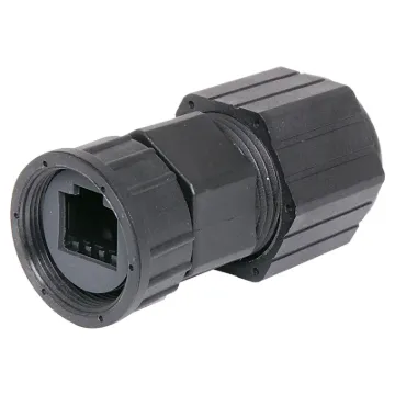 A standard 8P8C RJ45 plug fits inside this waterproof line plug housing.