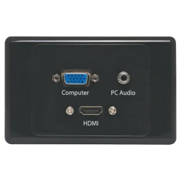 Flylead Type VGA Plates are fitted with HD9 female VGA connector, HDMI & 3.5mm audio. Black plate.