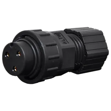 Waterproof IP67 rated 3 Pin female line connector for installations outdoors or in areas prone to moisture build up. 20A rated.