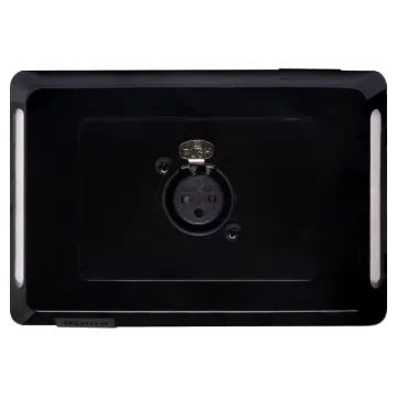 3pin XLR microphone connector mounted horizontally on a Clipsal pro wall plate. &quotOne-Shot&quot version with screw terminal connections for quick and easy connection on site.