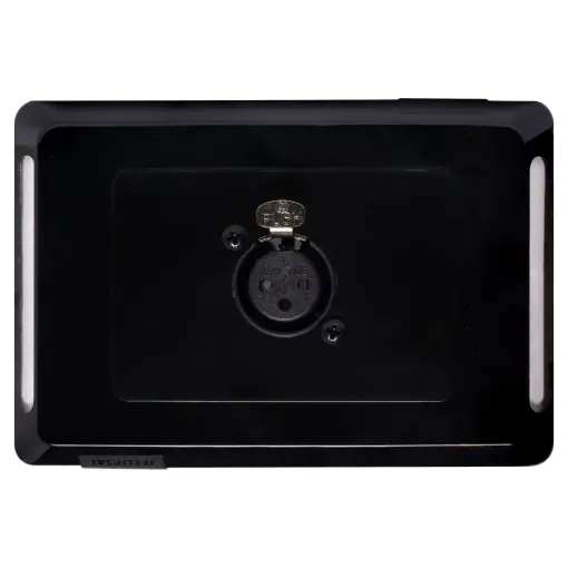 3pin XLR microphone connector mounted horizontally on a Clipsal pro wall plate. &quotOne-Shot&quot version with screw terminal connections for quick and easy connection on site.