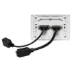 HDMI and USB type A connections fitted to a Clipsal Pro Series wall plate which has been specifically designed for commercial building installations. Rear is fitted with 150mm fly leads with HDMI and USB type A socket for easy connection.