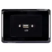 USB type A connections fitted to a Clipsal Pro Series wall plate which has been specifically designed for commercial building installations. Rear is fitted with 150mm fly lead with a USB type A socket for easy connection.