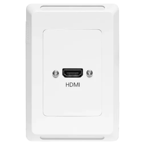 Flylead Wallplate fitted with HDMI high speed with Ethernet (2.0) connection. Vertical orientation.