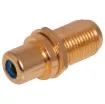 Blue RCA to F Type panel mount connector. Gold plated connections.