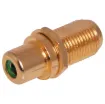 Green RCA to F Type panel mount connector. Gold plated connections.