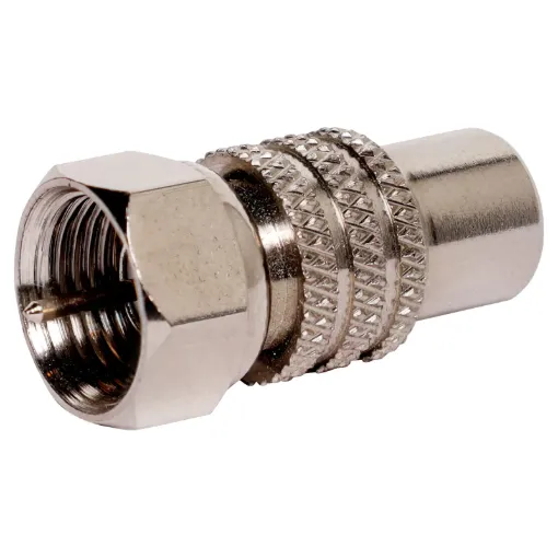 F male plug into the RCA female adaptor.