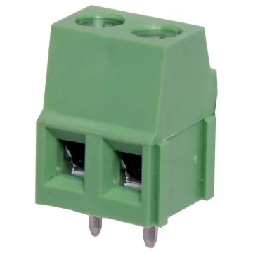 Non UL approved version of P 2034A. 5mm Pitch. Dove-tail grooves enable these terminal blocks to be ganged together in any combination. With wire protect terminals. Rated at 20A at 300V AC.