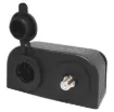 A compact dual car accessory socket and F type aerial connection