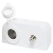 A compact dual car accessory socket and F type aerial connection