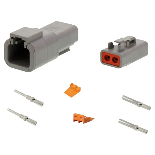 Pluggable connectors for automotive and industrial wiring. DTP2-1, genuine Deutsch brand.