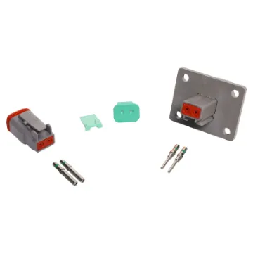 World famous Deutsch weatherproof IP68 flange mount connectors for automotive and industrial wiring.  DT2-1-L012. Genuine Deutsch brand.