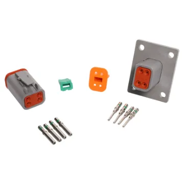 World famous Deutsch weatherproof IP68 flange mount connectors for automotive and industrial wiring. DT4-1-L012. Genuine Deutsch brand.
