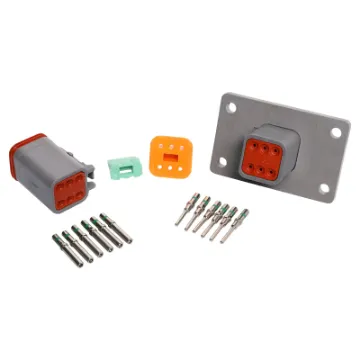 World famous Deutsch weatherproof IP68 flange mount connectors for automotive and industrial wiring. DT6-1-L012. Genuine Deutsch brand.