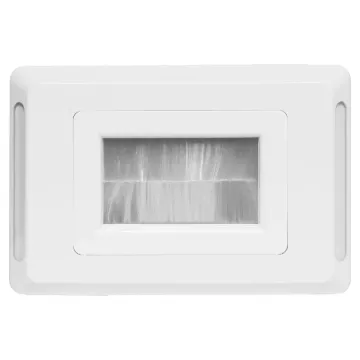 Slim profile for fitting behind cabinets. Brush plate for cable entry through walls etc. Fitted to Clipsal Pro wallplate.