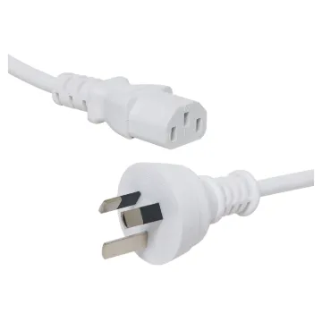 White mains appliance power cable. IEC Female to 3 Pin 2m. Energy authority approved