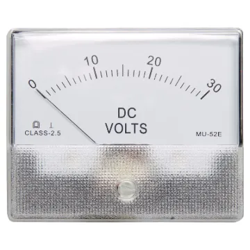 Quality Class 2.5 MU 52 EOverall dimensions 80W x 66H. Bolt mounting centres 64W x 48H. 52mm hole required. Connections via threaded nut inserts on rear panel. Nuts and washers provided.
FSD: 30V
Resistance:  29.4k ohm