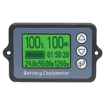 A compact backlit battery "fuel gauge" with high precision current measurement.