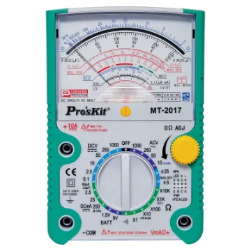 This quality analogue multimeter is ideal for observing constantly varying quantities such as cycling voltages or speaker resonance testing.  It has 20kO/Volt sensitivity with a colour scale and mirrored arc for parallax error reduction.