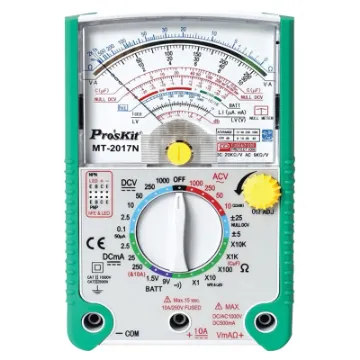 This quality analog multimeter is ideal for observing constantly varying quantities such as cycling voltages or speaker resonance testing.  It has 20kO/Volt sensitivity with a colour scale and mirrored arc for parallax error reduction.