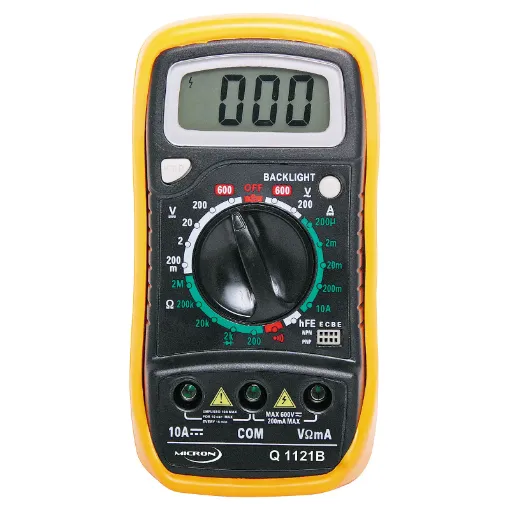 Amazing multimeter for the price! This 3.5 digit multimeter features 19 ranges, an in-built hFE transistor and diode test function.