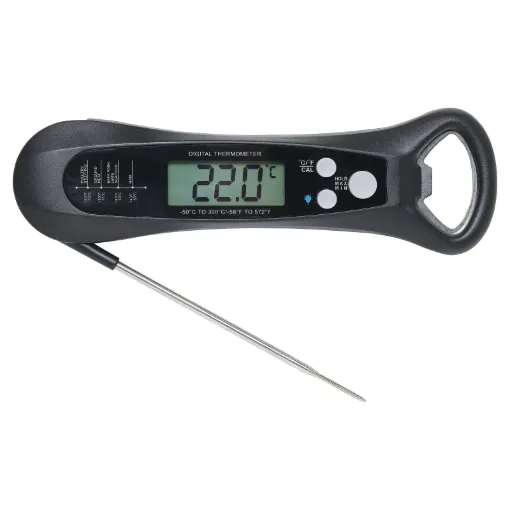 A handy fast reading digital thermometer suitable for a wide array of uses such as monitoring liquids in laboratory, kitchen or BBQ use - great for roasting meats home brew setups and more!