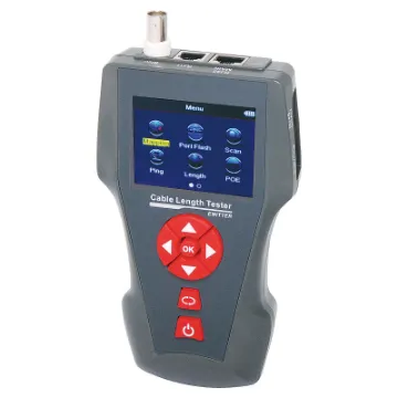 This comprehensive cable testing kit consists of three units. The main tester with 2.8" LCD screen, cable "sniffer" receiving unit and 8 remote identifiers. It is capable of measuring cable length, tracing cable location, continuity testing, PoE and Ping testing. It can be used with LAN, telephone cabling.
