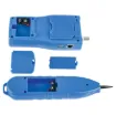 This comprehensive cable testing kit consists of three units. The main tester with 4 x 16 character screen, cable ‘sniffer’ receiving unit and 8 remote identifiers.