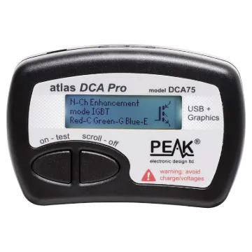 Our all new Peak Advanced Semiconductor Analyser will	
Automatically identify part type (eg, Transistor, JFET, IGBT, Regulator, Zener, Diodes, etc).  Automatically identify pinout (connect any way round).