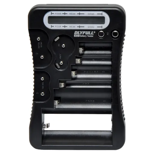 Allows quick voltage testing on consumer battery cells, including rechargeable cells. Suitable for use with AAA, AA, C, D, 9V, CR123A, CR2, CRV3, 2CR5, CR-P2.