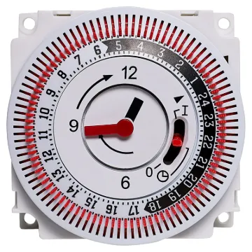 24 hour 240V mains operated ON/OFF timer. ON periods are set manually with the 15 minute increment
tabs. Timer may be manually selected ON or OFF regardless of set time periods. Not suitable for use in direct sunlight. 6.3mm spade connections.