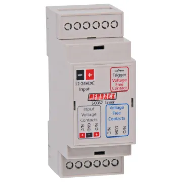 This compact 12-24VDC timer has a multitude of operating modes.