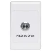 Standard white electrical wallplate fitted with an S0956 blue illuminated metal momentary pushbutton switch.