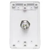 Standard white electrical wallplate fitted with an S0956 blue illuminated metal momentary pushbutton switch.