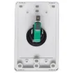 Standard electrical wallplate fitted with an S0920 red illuminated press release switch.